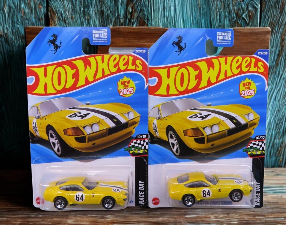 Hot Wheels FERRARI LOT of 2 / 365 GTB4 Competizione / Yellow 2025 Race Day 1:64